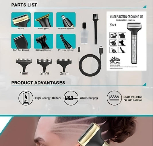 Daling 6-in-1 Rechargeable Multifunctional Grooming Trimmer DL-9283