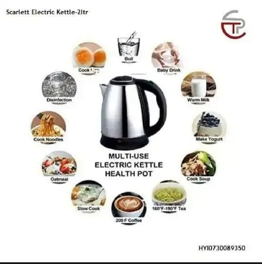 Electric Kettle - Stainless Steel Body - Automatic Instant Heating - 2.0 Liter - 2200 Watts - Water Boiler