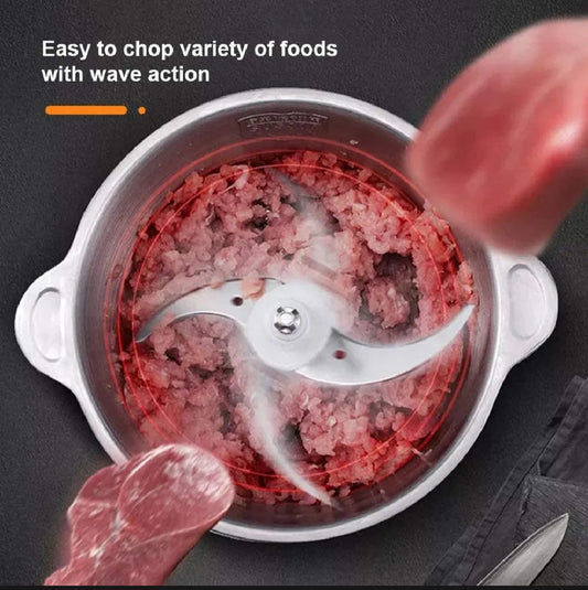 Electric Meat Grinder 3L Multi-Function 1000W Stainless Steel Bowl Food Processor - Meat, Vegetables, Fruits & Nuts Chopper